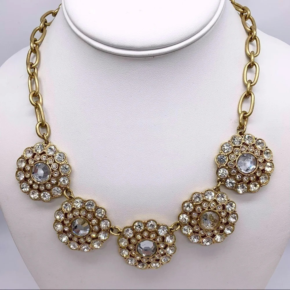 J. Crew Gold Jeweled Medallions Necklace